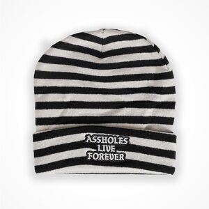 Off White and Black ALF Striped Beanie